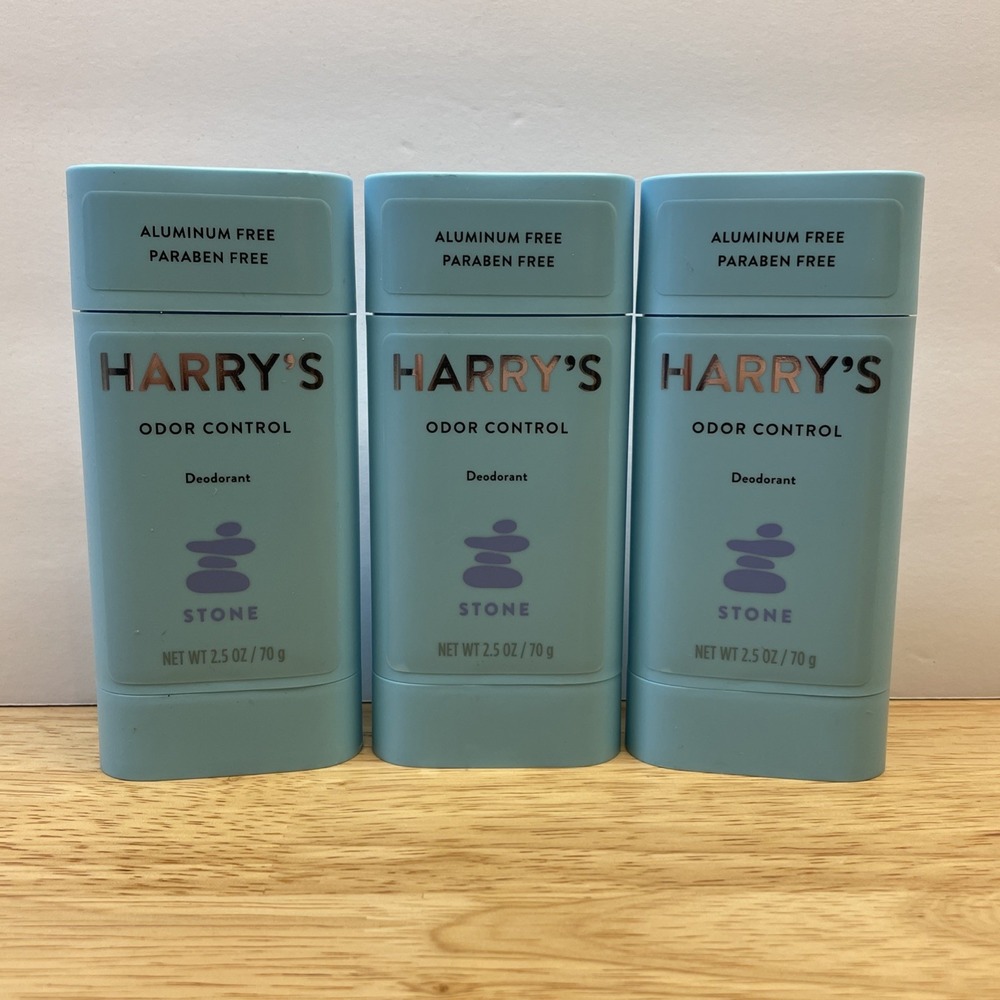NEW! Harry's Odor Control Deodorant Stone Set of 3 Aluminum Paraben Free 2.5 Oz